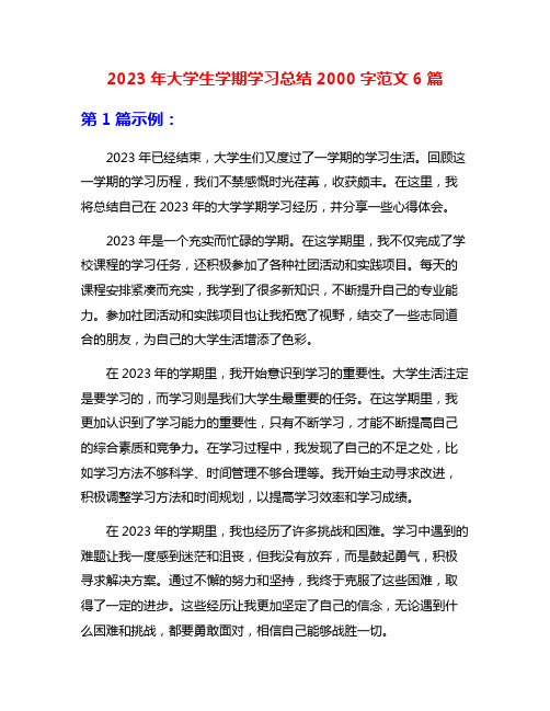 2023年大学生学期学习总结2000字范文6篇