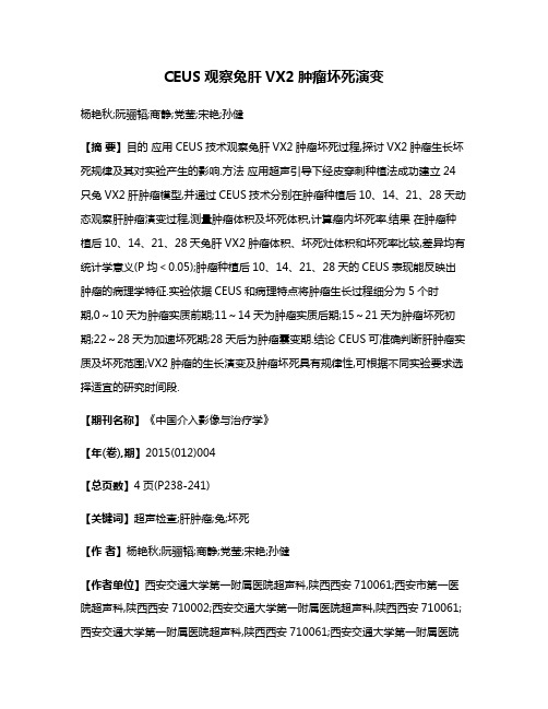 CEUS观察兔肝VX2肿瘤坏死演变