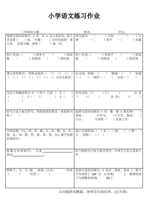 苏教版小学二年级语文练习6