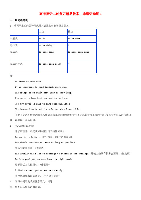 高考英语二轮复习-非谓语动词精品教案1