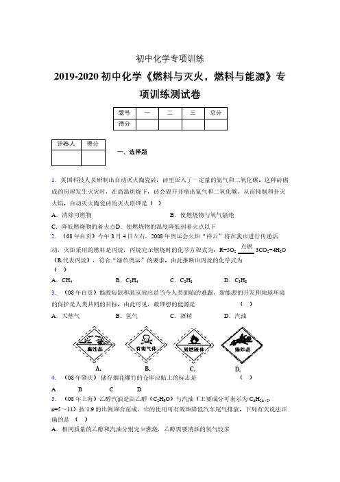 (中考)《燃料与灭火,燃料与能源》专项训练模拟测试(含答案) (212)