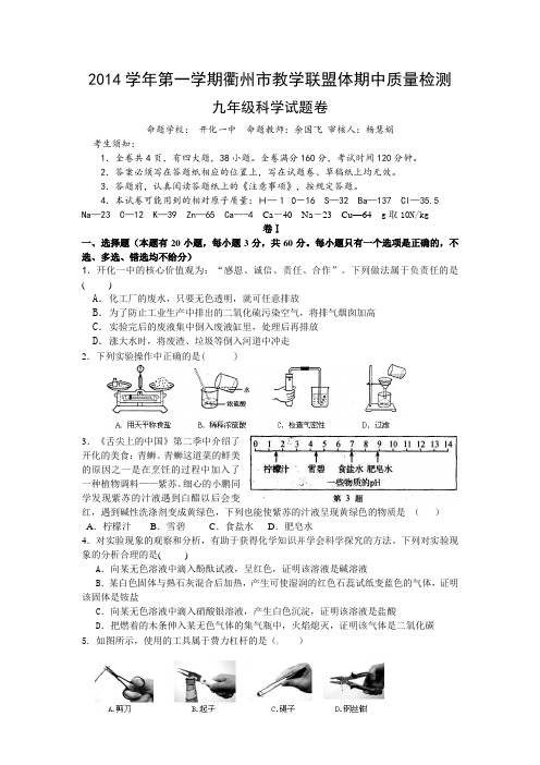 九年级期中各科试卷