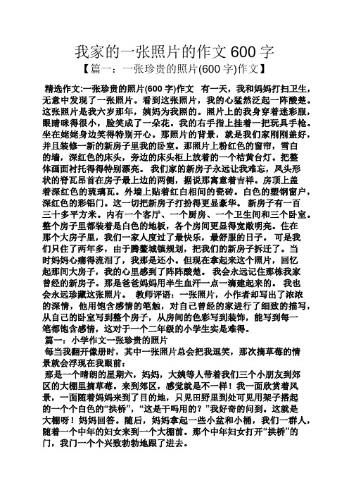 作文范文之我家的一张照片的作文600字