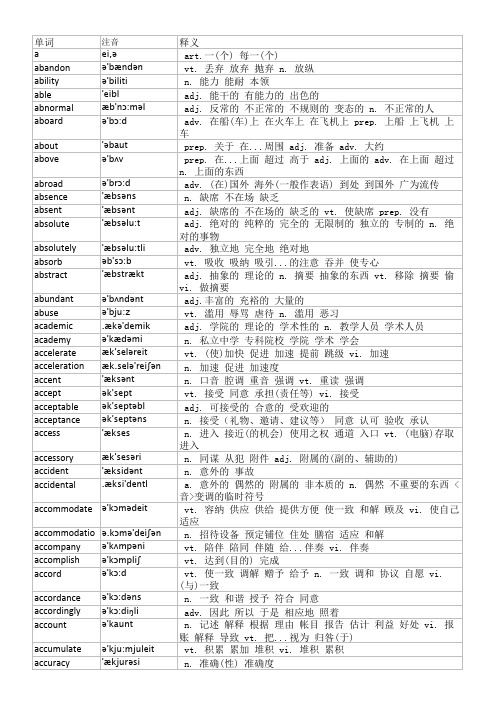 2016大学英语四级词汇完整版带音标