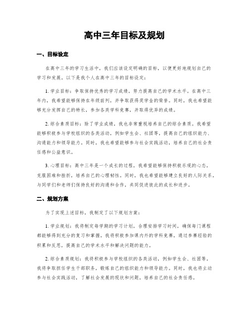 高中三年目标及规划