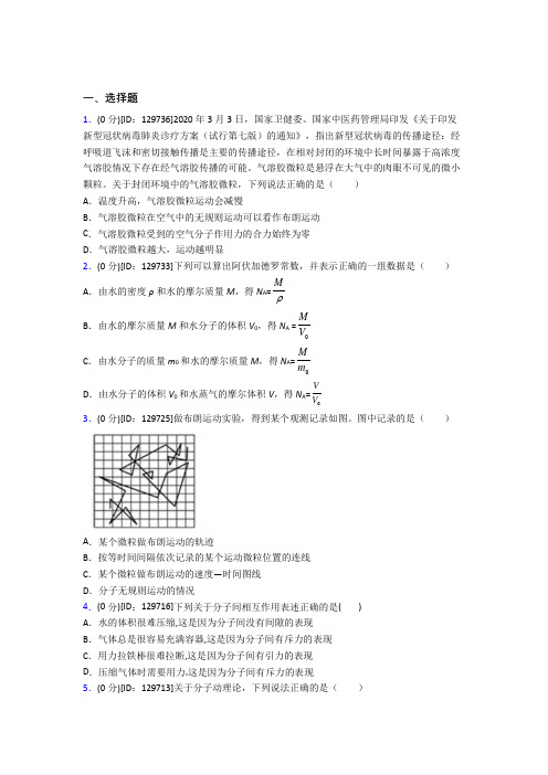 新人教版高中物理选修三第一章《分子动理论》测试(含答案解析)(2)