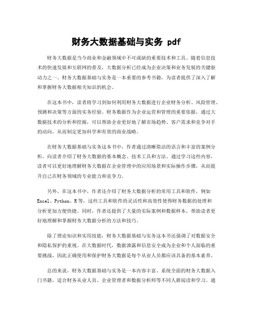 财务大数据基础与实务 pdf