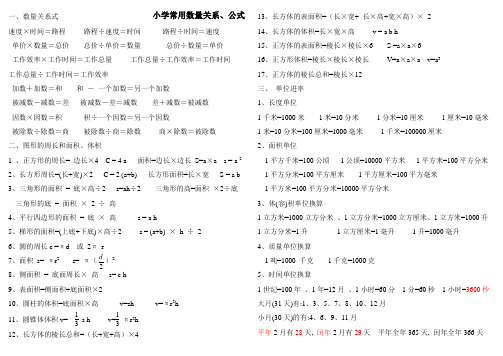 小学常用数量关系式