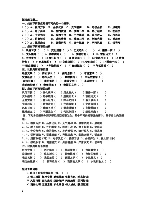 短语类型练习题)