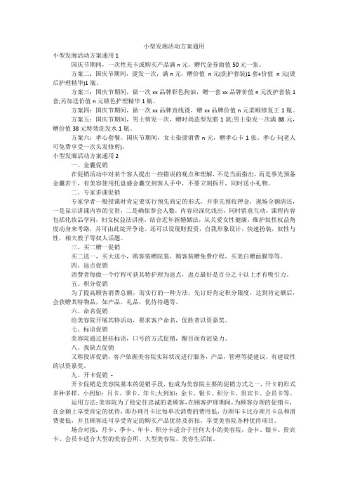 小型发廊活动方案通用