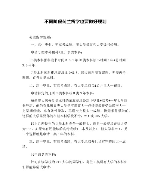 不同阶段荷兰留学也要做好规划