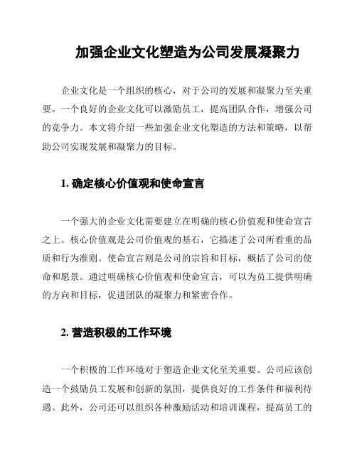 加强企业文化塑造为公司发展凝聚力