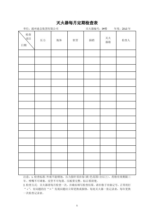 灭火器定期检查记录表