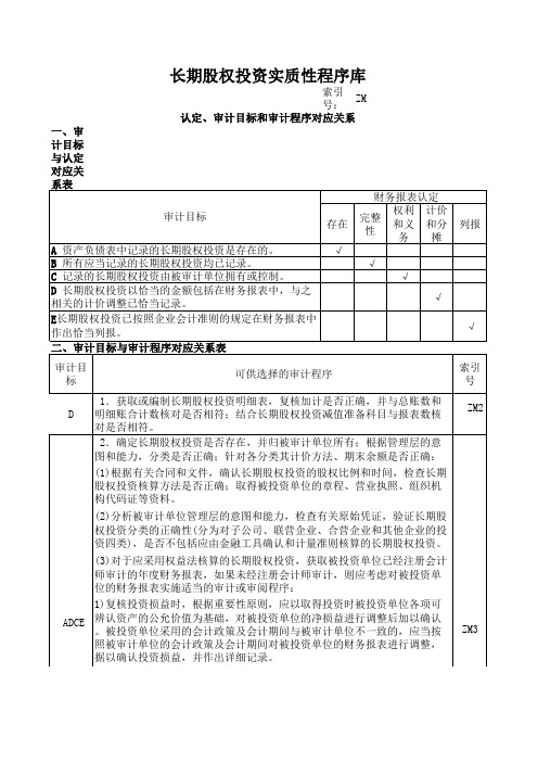 (ZM)513长期股权投资实质性程序