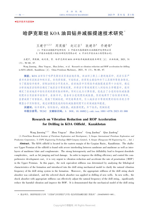 哈萨克斯坦KOA_油田钻井减振提速技术研究
