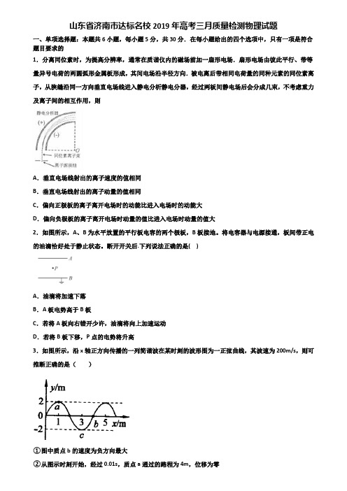 山东省济南市达标名校2019年高考三月质量检测物理试题含解析