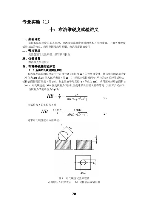 材料的布洛维硬度的测量