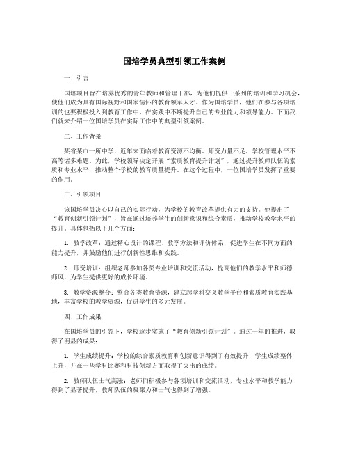 国培学员典型引领工作案例