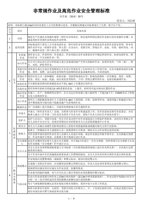 非常规作业及高危作业标准