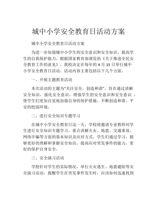 城中小学安全教育日活动方案