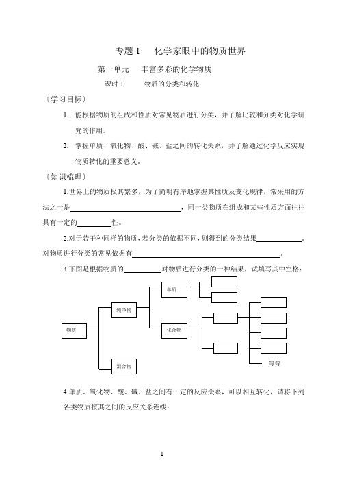 苏教版高一化学必修一专题一全套教案 苏教版[整理]