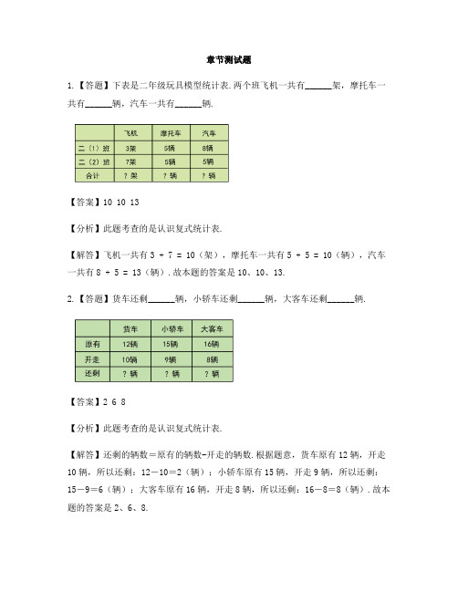 小学数学人教版(2014秋)三年级下册第三单元  复式统计表单元复习-章节测试习题(1)