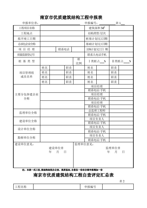 南京市优质结构评定方法