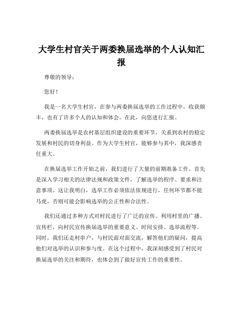 大学生村官关于两委换届选举的个人认知汇报