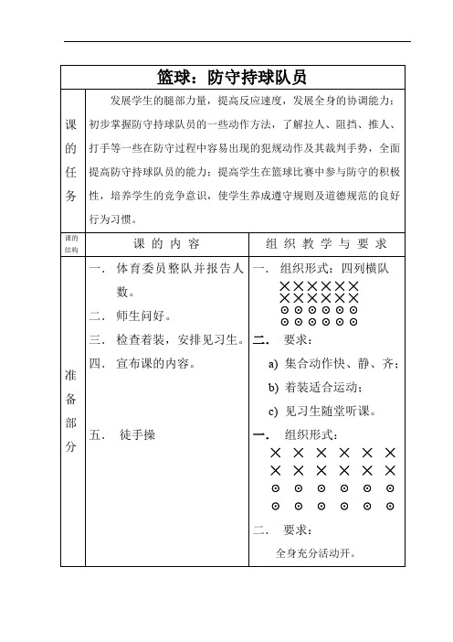 篮球：防守持球队员