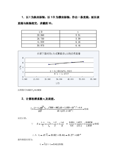 黏滞系数的测定实验报告