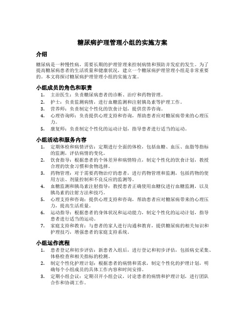 糖尿病护理管理小组的实施方案