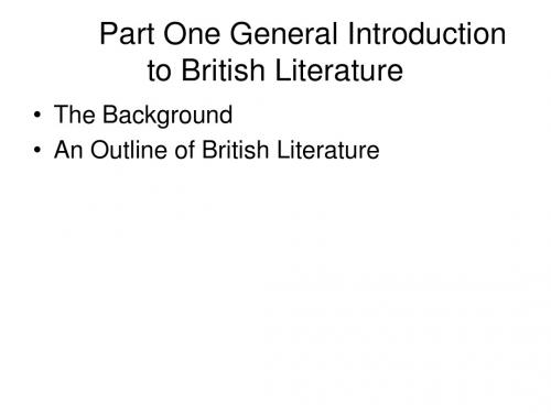 An Outline of British Literature