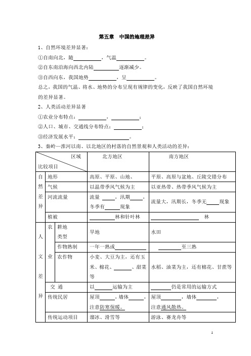 新人教 八年级 地理 下册 期中考试复习专用 知识点  测试题