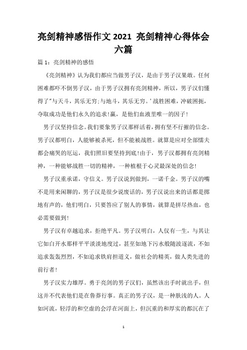 亮剑精神感悟作文2021 亮剑精神心得体会六篇