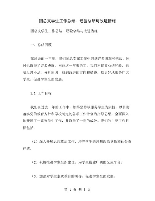 团总支学生工作总结：经验总结与改进措施