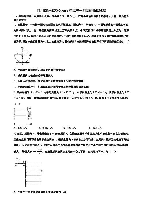 四川省达标名校2019年高考一月调研物理试卷含解析