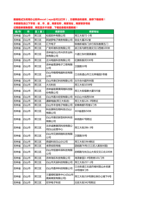 2020新版吉林省白山市浑江区电器有限公司工商企业公司商家名录名单黄页联系电话号码地址大全68家