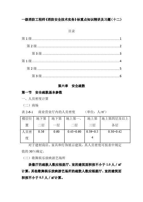 一级消防工程师《消防安全技术实务》标重点知识精讲及习题(十二)