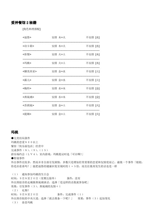 爱神餐馆2秘籍