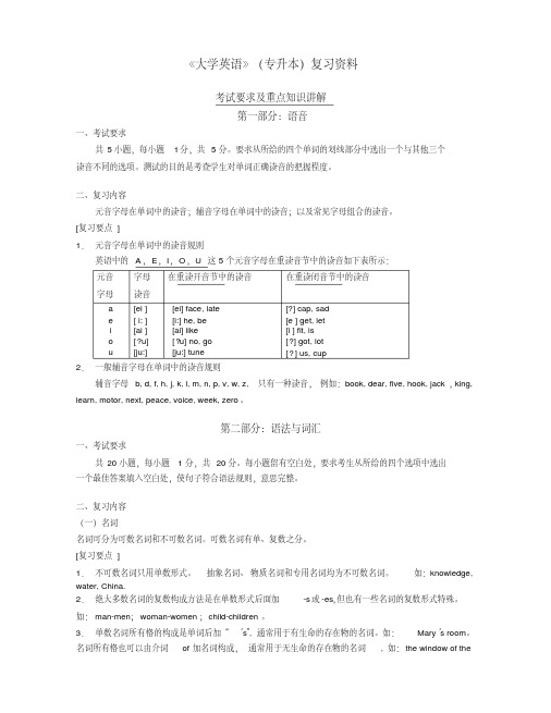 (完整版)英语专升本复习资料含四套模拟题及答案