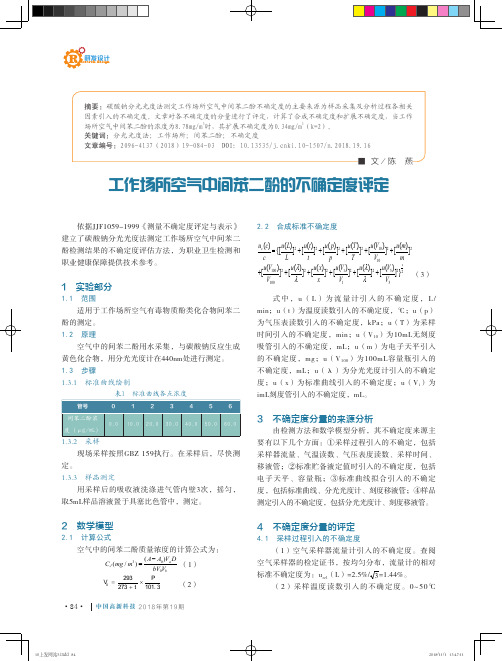 工作场所空气中间苯二酚的不确定度评定