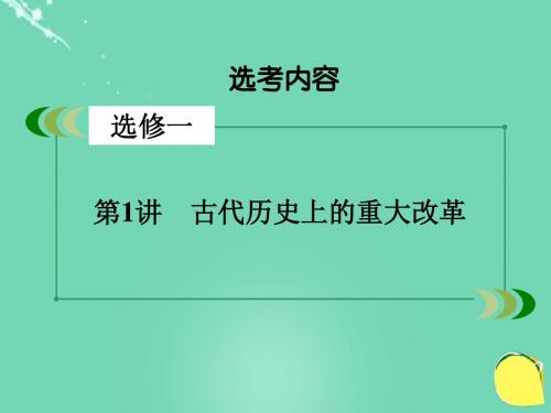 岳麓版选修1高考历史一轮复习历史上重大改革回眸第1讲古代历史上的重大改革本讲小结课件