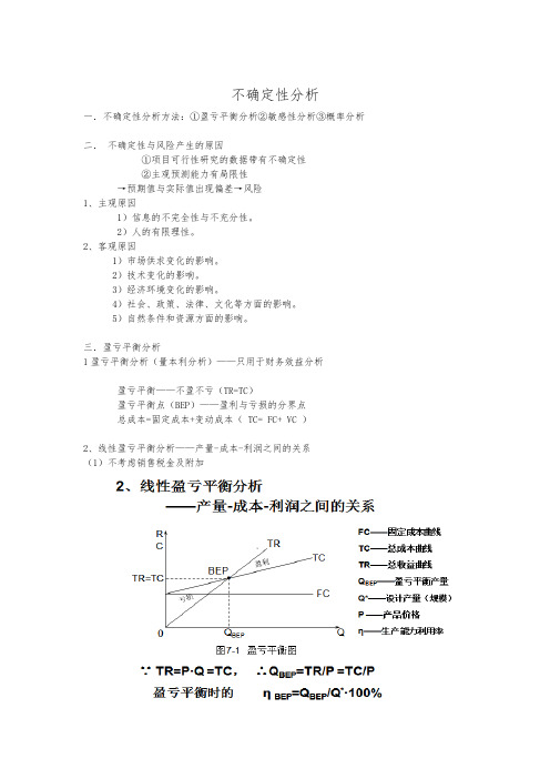 项目投资评估不确定分析报告