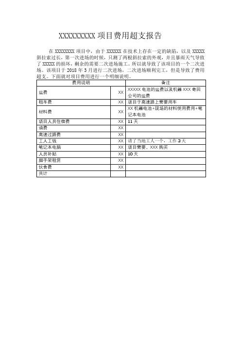 项目费用超支报告