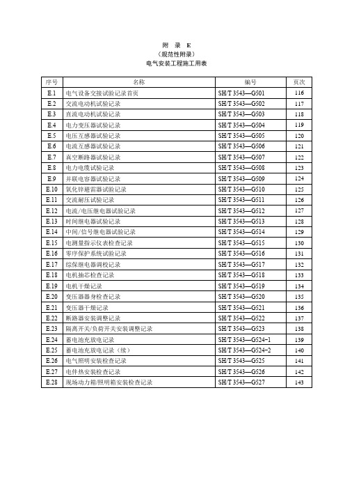 3543-2017(电气)交工资料表格