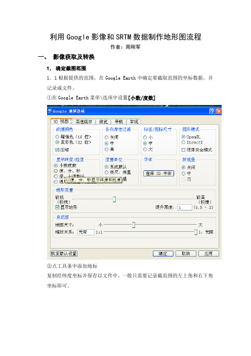 利用Google影像和STRM数据制作地形图流程