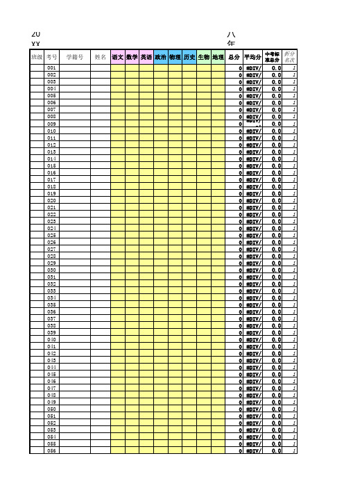 八年级成绩统计表