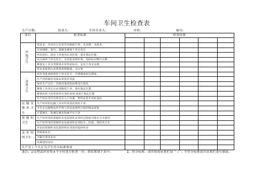 车间卫生检查表