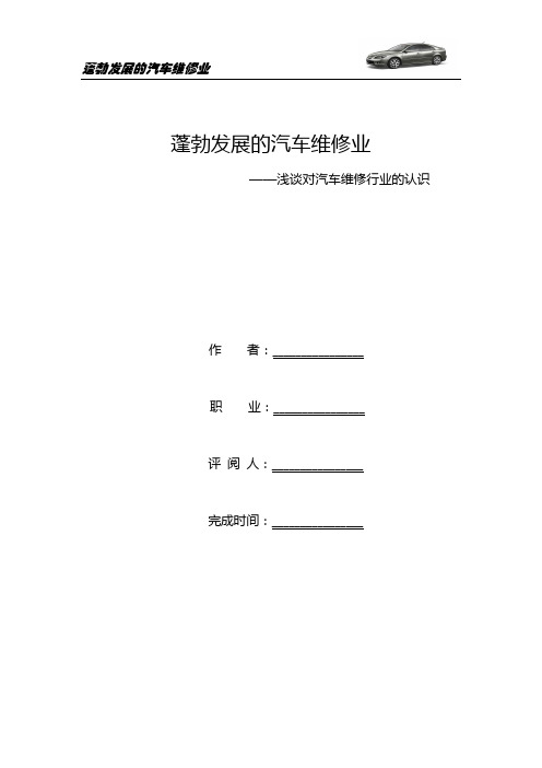 蓬勃发展的汽车维修业