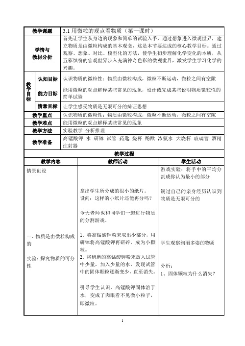 3.1用微粒的观点看物质(第一课时)